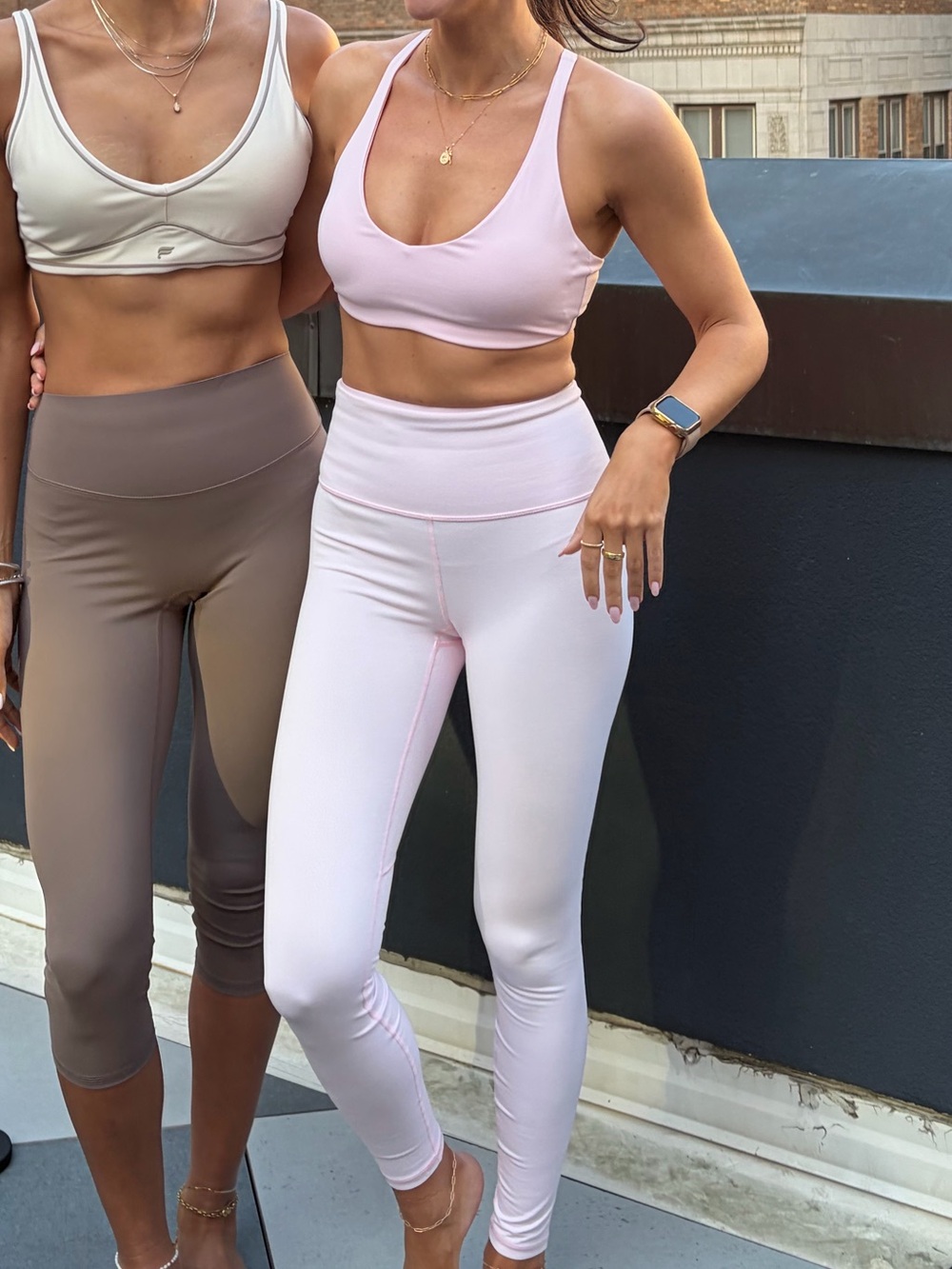 Fabletics Light Pink Sports Bra and Leggings Matching Set